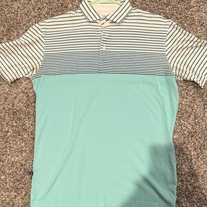 Mizzen and Main Striped Blue and White Men's Polo Shirt